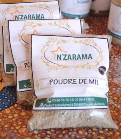 Sachet de poudre de mil N’ZRAMA produite à Diabo