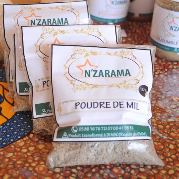 Sachet de poudre de mil N’ZRAMA produite à Diabo